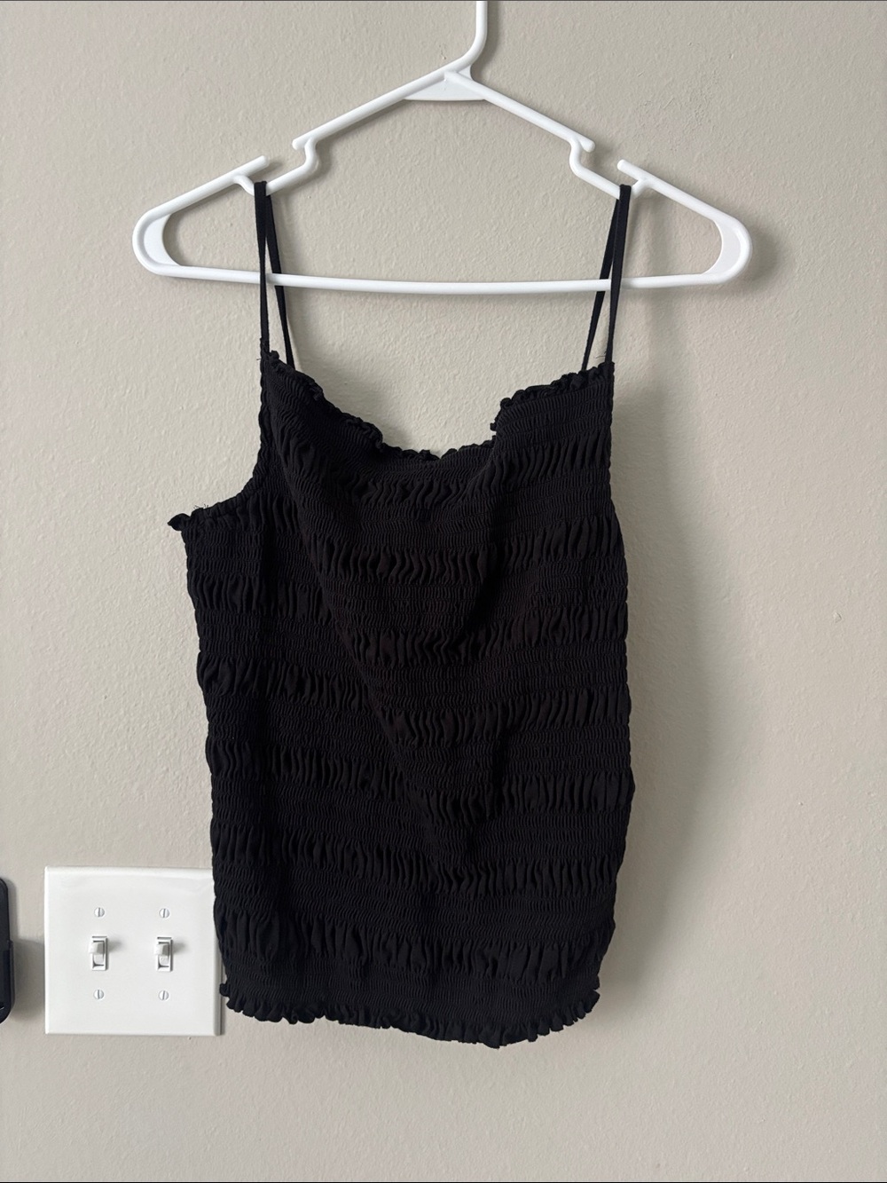 H&M Black Smocked Spaghetti Strap Tank Top - Women